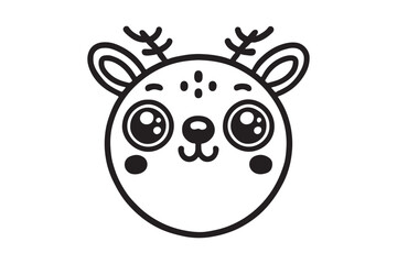 Cute cartoon reindeer face line art