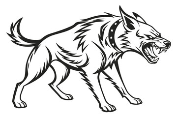  a fierce black and white fighting dog 