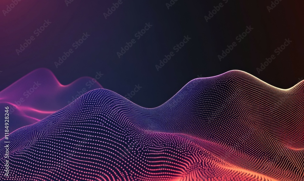 Poster smart city and abstract dot point connect with gradient line and aesthetic intricate wave line desig