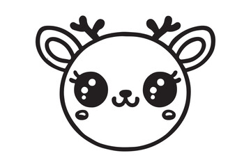 Cute cartoon reindeer face line art