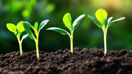 Cracked terracotta clay soil under sunlight with resilient olive green sprouts emerging, symbolizing growth and new beginnings in nature
