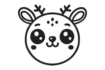 Cute cartoon reindeer face line art