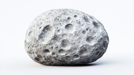 Fototapeta premium A textured, gray asteroid resembling a lunar surface, showcasing its rocky composition and craters.