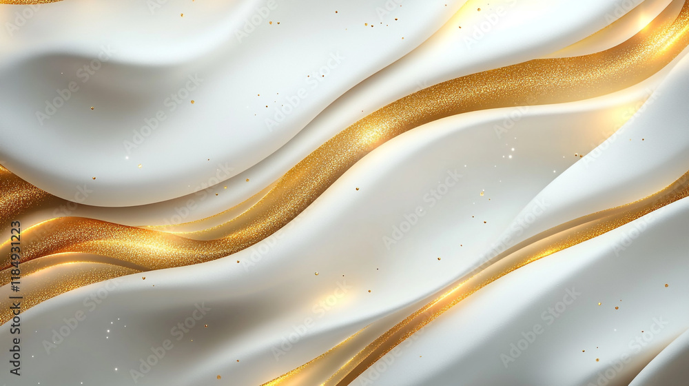 Poster elegant white and gold texture flows create a luxurious background for design projects