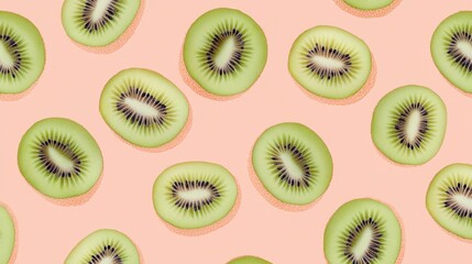 Fototapeta premium A Delightful Display of Kiwi Slices: A Vibrant and Fresh Fruit Pattern for a Healthy Lifestyle