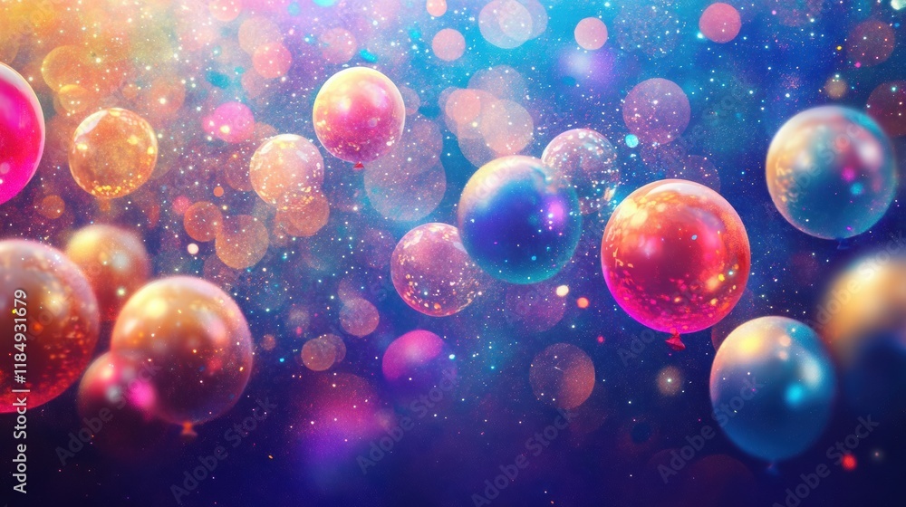 Aufkleber festive balloons and colorful confetti create a vibrant atmosphere for joyful celebrations in vibran
