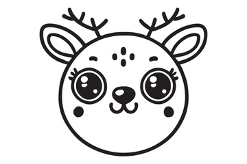 Obraz premium Cute cartoon reindeer face line art