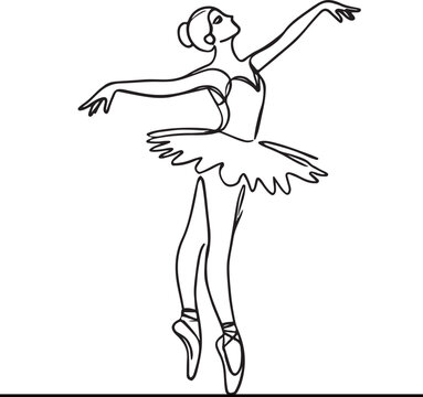 ballerina dancing in single line art clip art preview