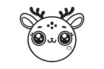 Obraz premium Cute cartoon reindeer face line art