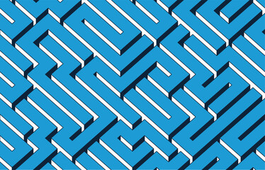 3D labyrinth seamless pattern, vector abstract background of isometric maze wallpaper, geometric blocks creative concept, cubic rebus.