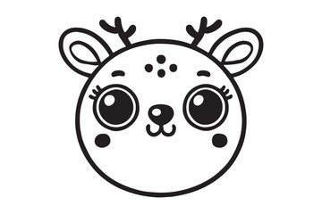 Obraz premium Cute cartoon reindeer face line art