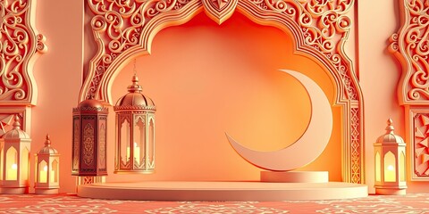 Muslim lamp on dark background with blurred lights
