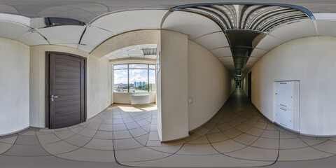 360 hdri panorama in white empty corridor for room office. full seamless spherical panorama 360...