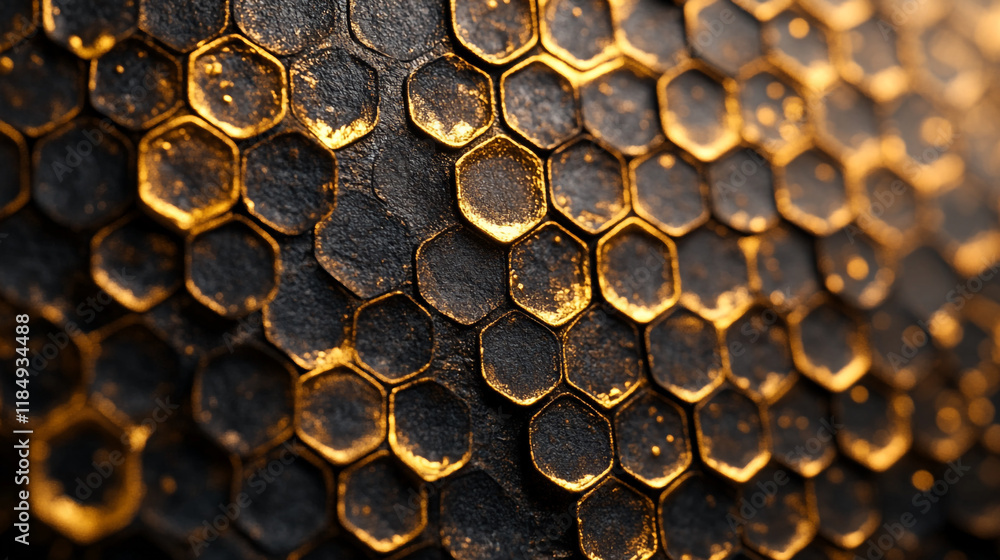 Poster intricate patterns of a honeycomb highlighting textures and colors in natural design