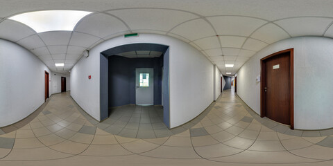 360 hdri panorama in white empty corridor for room office. full seamless spherical panorama 360...