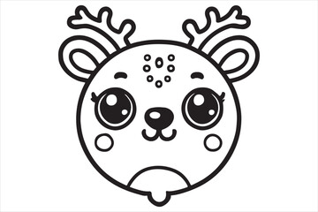 Obraz premium Cute cartoon reindeer face line art