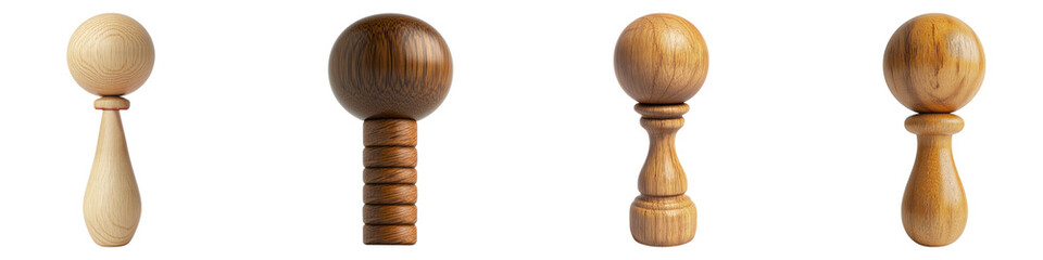 Kendama toy isolated on transparent background, Set of