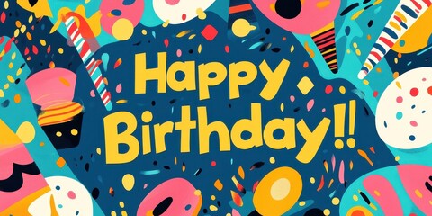 Happy Birthday Colorful Abstract Festive Design