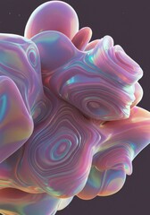 Obraz premium Futuristic abstract sculpture: iridescent swirls and organic shapes in vibrant hues