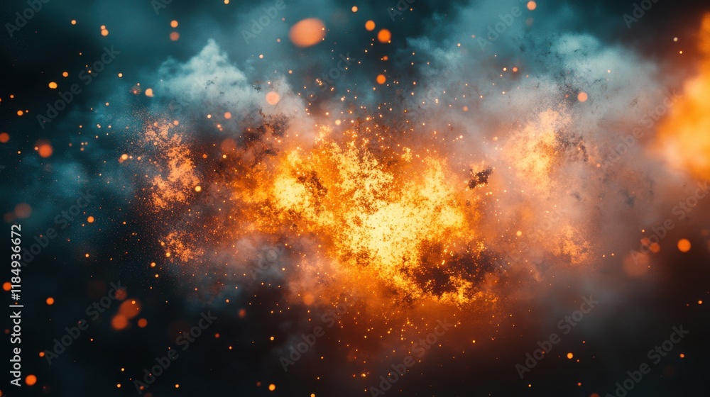 Aufkleber a mesmerizing explosion of fiery orange and dark smoke, creating a dramatic and dynamic visual effec