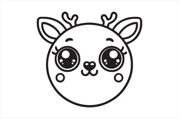 Cute cartoon reindeer face line art