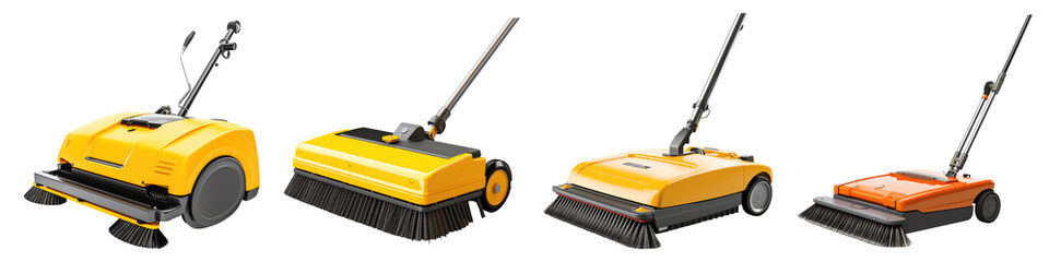 Obraz premium Manual sweeper isolated on transparent background, Set of