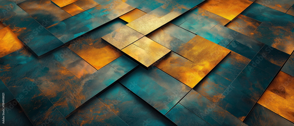 Poster minimalistic fractal pattern with square shapes ab_010