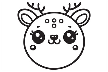 Obraz premium Cute cartoon reindeer face line art