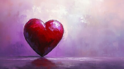 Single Heart Icon Cast Against a Soft Purple Haze, Ideal for Sentimental Art