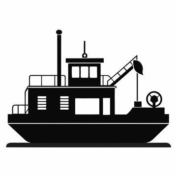 black fishing boat silhouette clip art preview