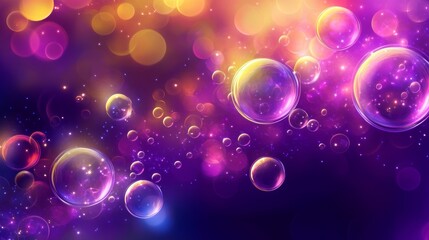 Background with realistic balls, transparent glossy bubbles. Abstract minimal design. Vector illustration