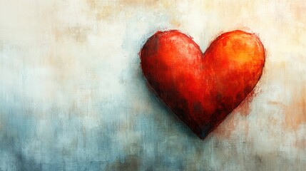 Obraz premium Vibrant Hand-painted Heart Illustration on Abstract Background