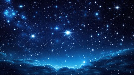 A breathtaking night sky filled with shimmering stars and soft clouds, creating a serene cosmic scene.