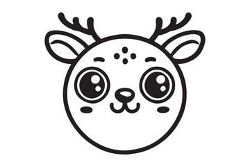 Cute cartoon reindeer face line art