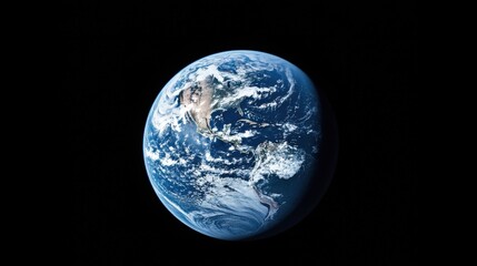 Fototapeta premium Stunning view of Earth from space, showcasing its vibrant blue oceans and green landmasses.