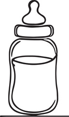 Modern Baby Bottle Icon Line Drawing in Vector Format