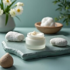 Luxurious Spa Retreat Premium Skincare Cream in a Gleaming Jar