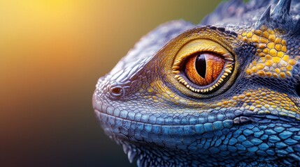 Naklejka premium A close up of a lizard's eye with a blurred background