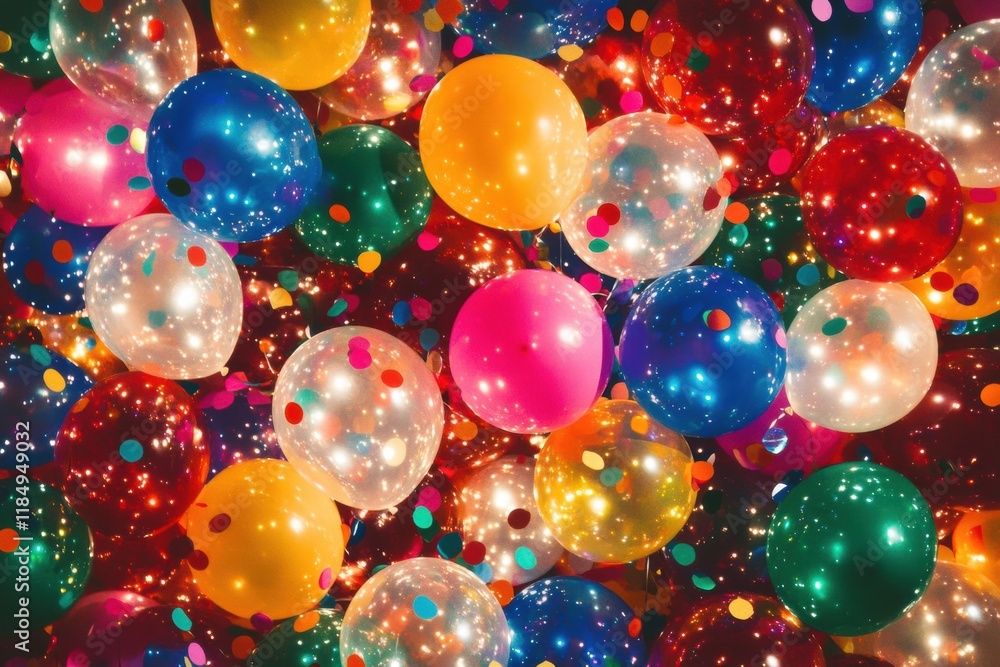 Aufkleber colorful festive balloons and confetti create a vibrant backdrop for celebrations at parties and eve