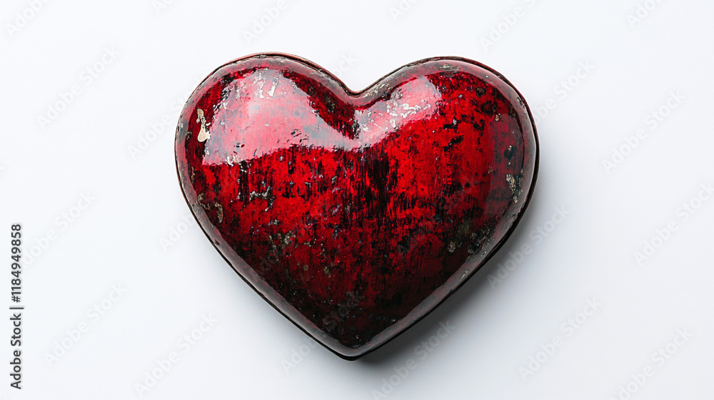 Poster decorative heart-shaped object with a glossy finish and textured surface
