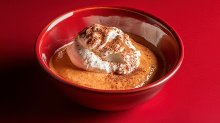 Autumnal Pumpkin Dessert with Whipped Cream and Cinnamon