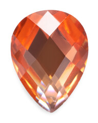 One orange shiny gemstone isolated on white