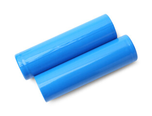 Two AA cell batteries isolated on white, top view