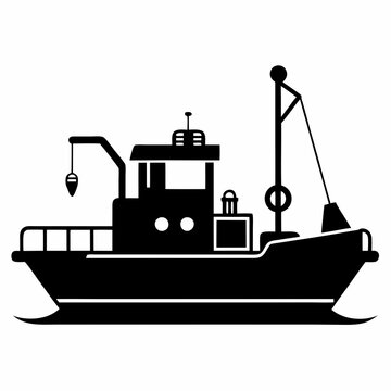 black fishing boat silhouette clip art preview