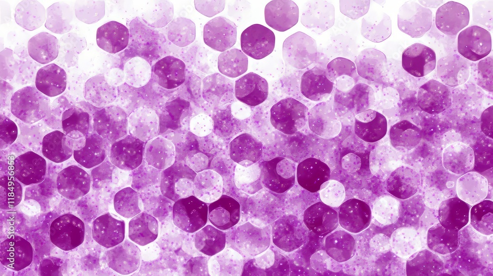 Poster purple pastel medical and tech background with hexagon pattern and bright sparkles. realistic vector