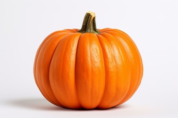 Vibrant orange pumpkin on a seamless white background, embodying the spirit of fall harvest and halloween festivities