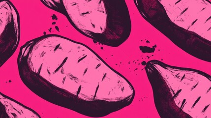 Vibrant Pink Sweet Potato Art Pattern