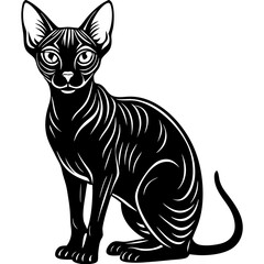 sphynx  cat black silhouette vector with white background, Pet animal silhouette