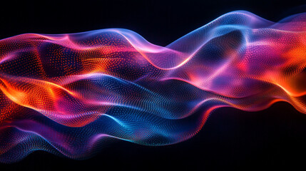 Naklejka premium Colorful abstract waves of light in vibrant hues flowing across a dark background