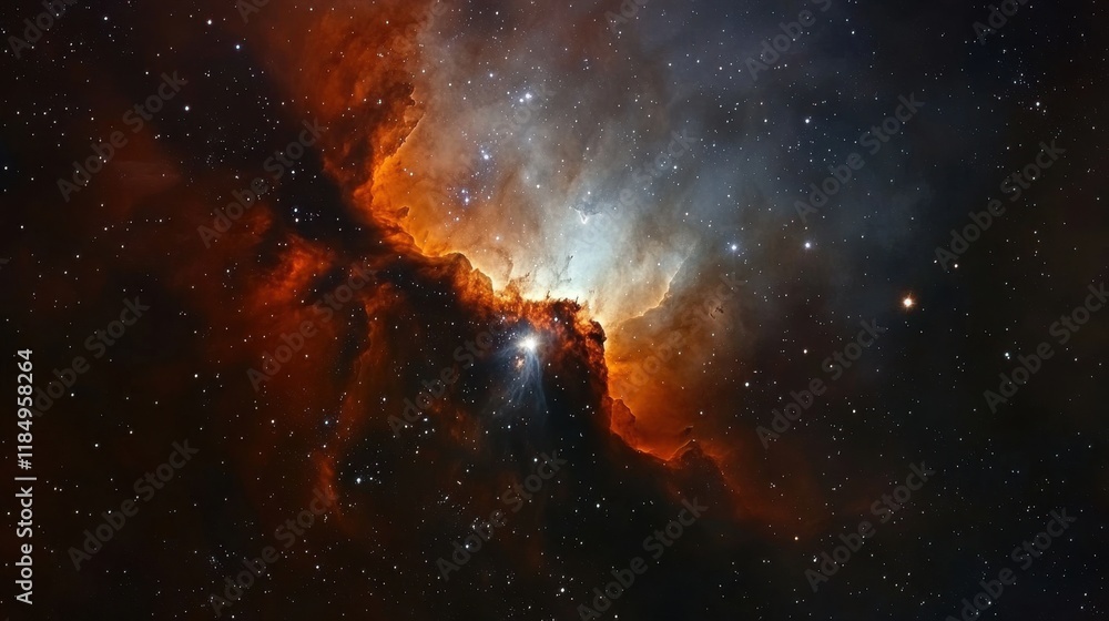 Poster a stunning celestial view of a nebula, showcasing vibrant colors and intricate patterns against the 